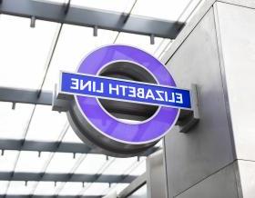 Image of the purple Elizabeth line sign